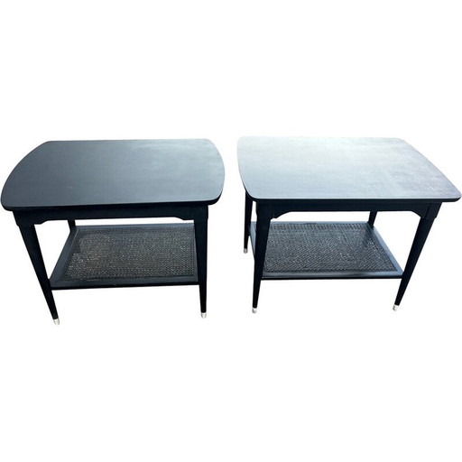 Paar Couchtische aus Holz und verchromtem Metall, 1960