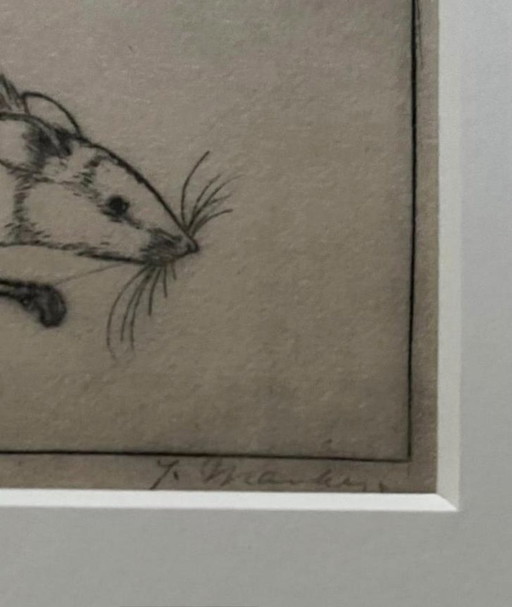 Jan Mankes 1889-1920 / Original Heliogravüre Maus 1923 (wunderschön gerahmt)