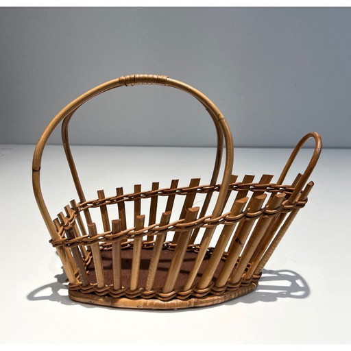 Vintage-Flaschenhalter aus Rattan, Frankreich 1970