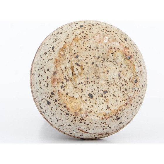 Image 1 of Skandinavische Vintage-Vase aus brauner Keramik mit gelbem Hals von Tue Poulsen, 1960