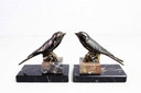 Vögel Messing Bücher und Marmorsockel