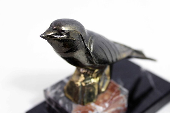 Image 1 of Vögel Messing Bücher und Marmorsockel