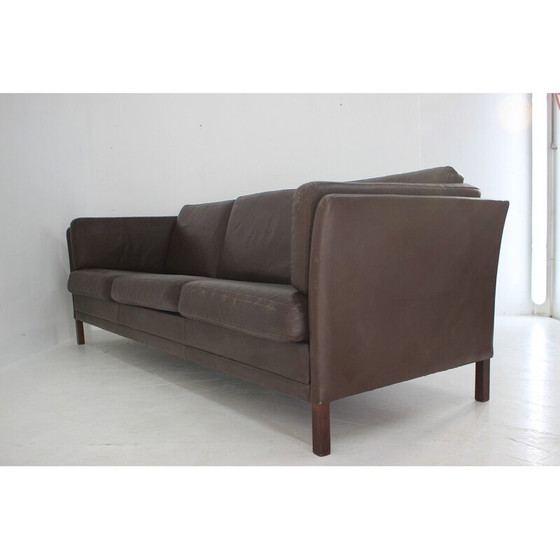 Image 1 of Vintage 3-Sitzer Sofa in braunem Leder, Dänemark 1970