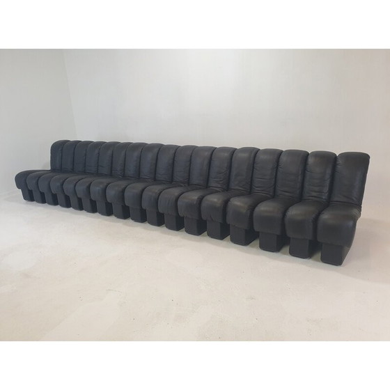 Image 1 of Vintage Ds-600 "Non Stop" modulares Sofa in schwarzem Leder von De Sede, 1972