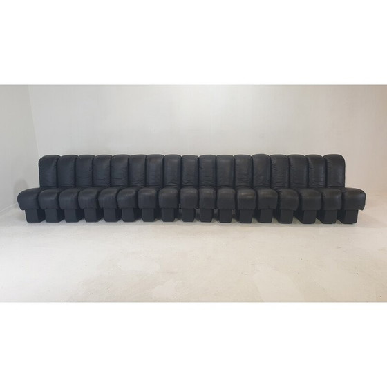 Image 1 of Vintage Ds-600 "Non Stop" modulares Sofa in schwarzem Leder von De Sede, 1972