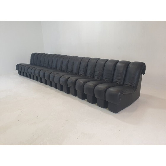 Image 1 of Vintage Ds-600 "Non Stop" modulares Sofa in schwarzem Leder von De Sede, 1972