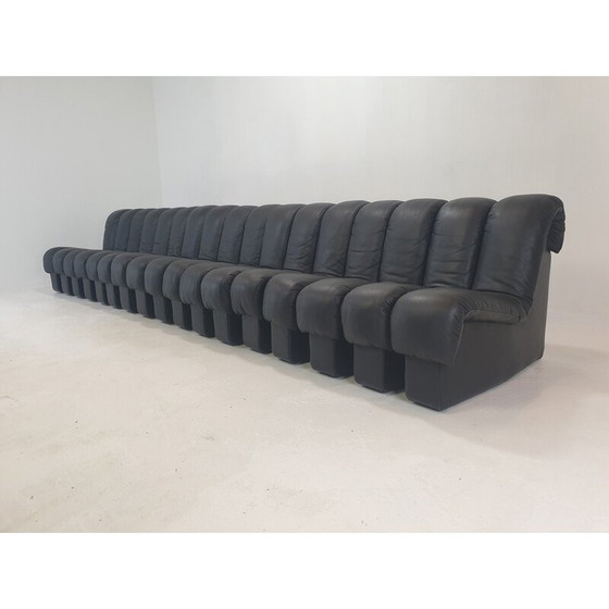 Image 1 of Vintage Ds-600 "Non Stop" modulares Sofa in schwarzem Leder von De Sede, 1972