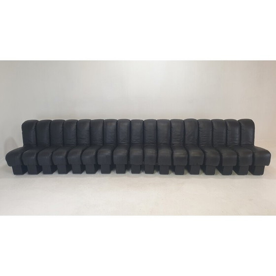 Image 1 of Vintage Ds-600 "Non Stop" modulares Sofa in schwarzem Leder von De Sede, 1972