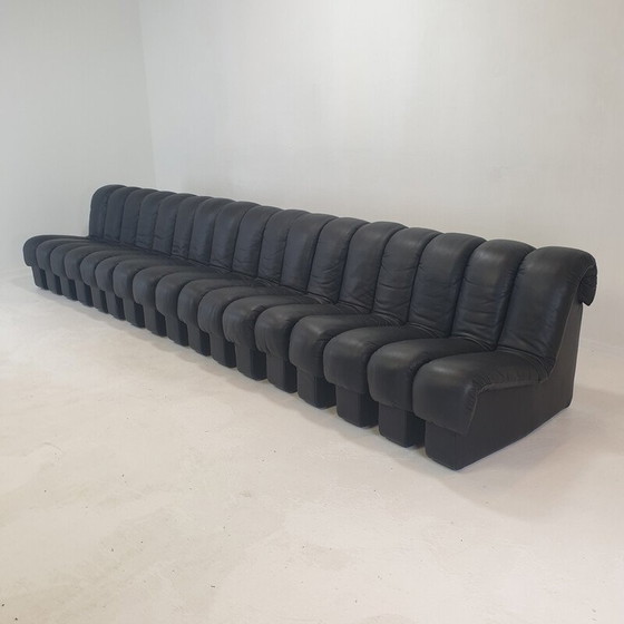 Image 1 of Vintage Ds-600 "Non Stop" modulares Sofa in schwarzem Leder von De Sede, 1972