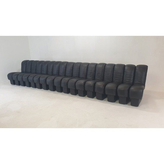 Image 1 of Vintage Ds-600 "Non Stop" modulares Sofa in schwarzem Leder von De Sede, 1972