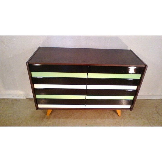 Image 1 of Retro-Kommode aus gebeiztem Eichenholz in Grün und Braun von Jiří Jiroutka, 1960