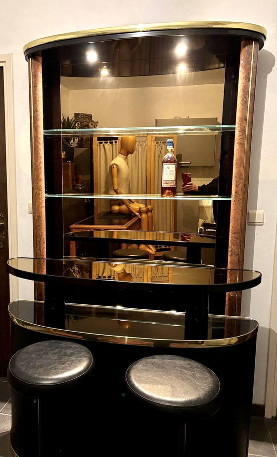 Image 1 of 1970S Hausbar + Schrank Rückwand + 2 X Barhocker