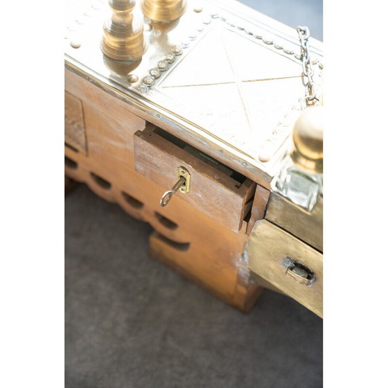 Image 1 of Vintage Schuhputzmaschine aus Messing und Naturholz, Türkiye 1970