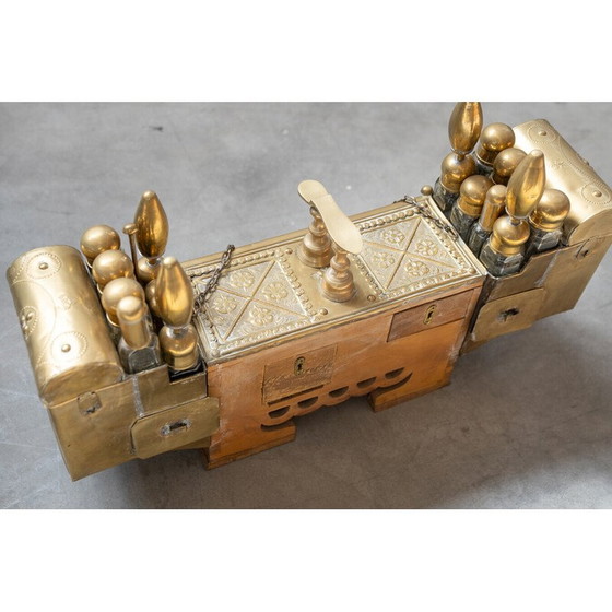 Image 1 of Vintage Schuhputzmaschine aus Messing und Naturholz, Türkiye 1970