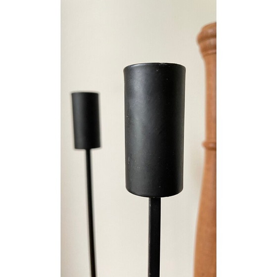 Image 1 of Satz von 3 vintage Teakholz und Stahl Kerzenständer