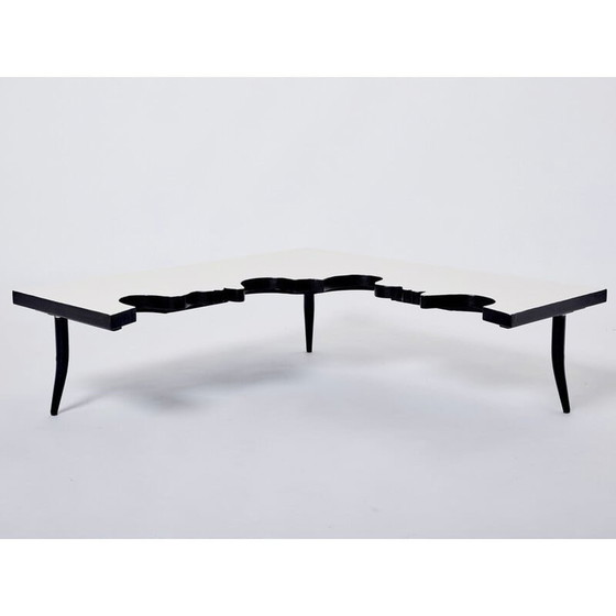 Image 1 of Vintage Couchtisch aus Eisen und Holz von Jean Marais für Poltrona, Italien 1972