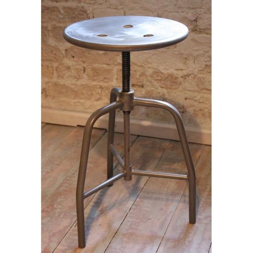 Vintage-Drehhocker aus schwarzem Stahl