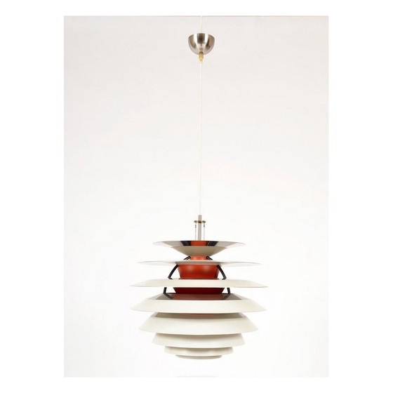 Image 1 of Vintage Kontrast Pendelleuchte aus gebürstetem Aluminium von Poul Henningsen für Louis Poulsen, Dänemark 1960