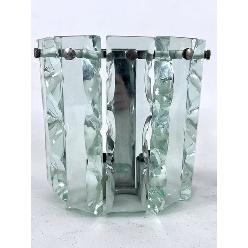 Paar Wandlampen aus geschliffenem Glas aus der Mitte des Jahrhunderts von Zero Quattro, Italien 1970er