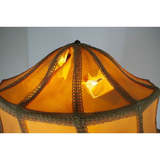 Image 1 of Vintage Jugendstil Stehlampe aus Holz und Stoff, 1910