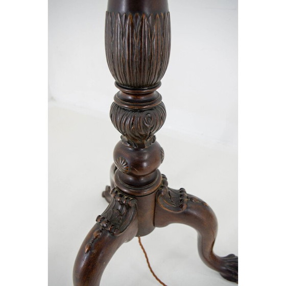 Image 1 of Vintage Jugendstil Stehlampe aus Holz und Stoff, 1910