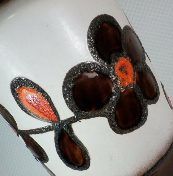 Image 1 of Scheurich 1960er 1970er Bodenvase Fat Lava Blumendekor Modell 517-45