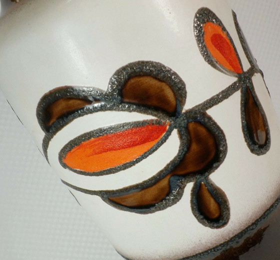 Image 1 of Scheurich 1960er 1970er Bodenvase Fat Lava Blumendekor Modell 517-45