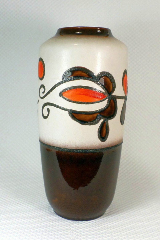 Image 1 of Scheurich 1960er 1970er Bodenvase Fat Lava Blumendekor Modell 517-45