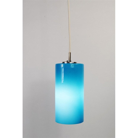 Image 1 of Hängeleuchte aus blauem Glas von Gino Vistosi für Venini, 1950er Jahre
