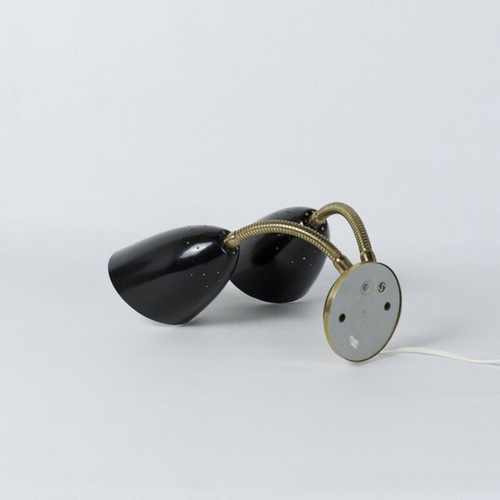 Image 1 of Vintage-Wandleuchte aus Messing und schwarz lackiertem Metall, 1950