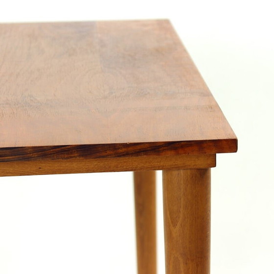 Image 1 of Vintage Couchtisch auf Rädern aus Teakholz, Tschechoslowakei 1970er Jahre