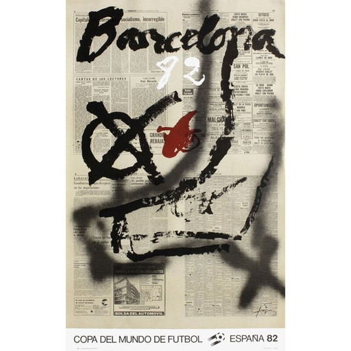 Klassisches lithographiertes Plakat auf mattem Offsetpapier von Antoni Tapies, 1982