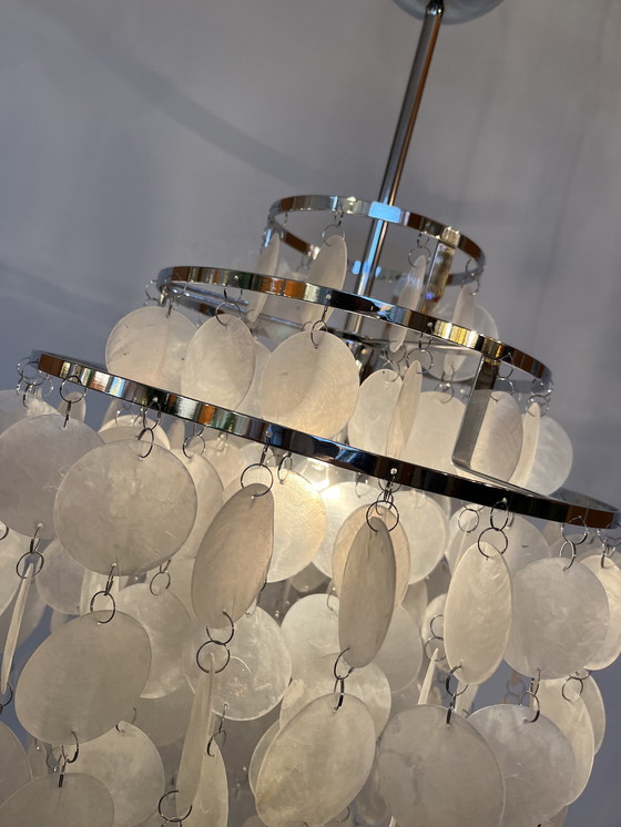 Image 1 of Capiz-Muschel-Hängelampe, Perlmutt-Kronleuchter