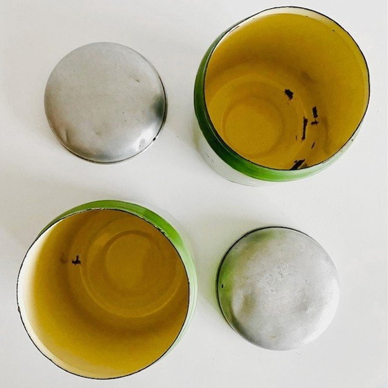 Image 1 of Vintage Emaille Kaffee und Tee Dosen grün 1920er Jahre