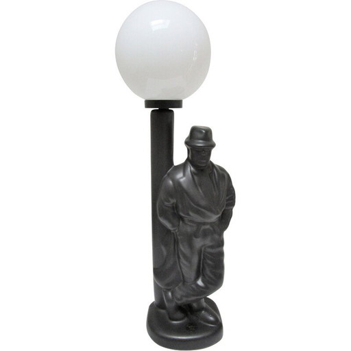 Vintage-Lampe "street light man" aus schwarzer Keramik, Niederlande 1980