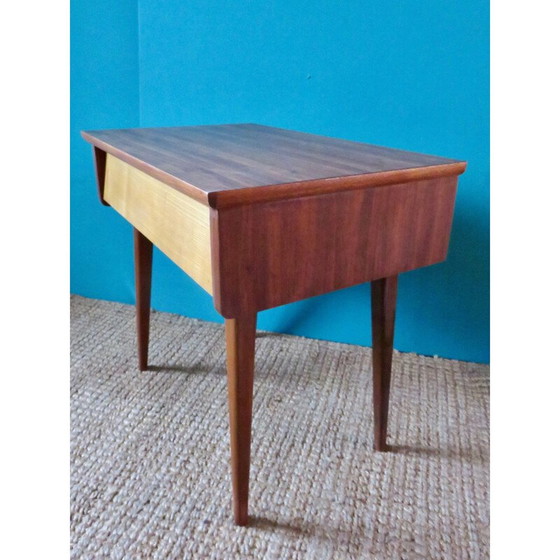 Image 1 of Vintage Nachttisch mit schräger Schublade, Dänemark 1950