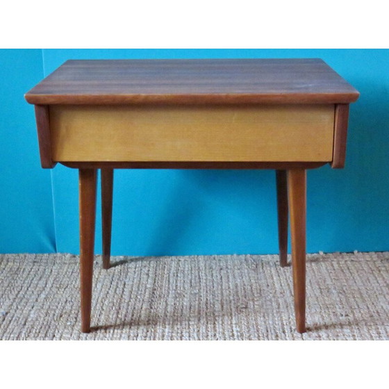 Image 1 of Vintage Nachttisch mit schräger Schublade, Dänemark 1950