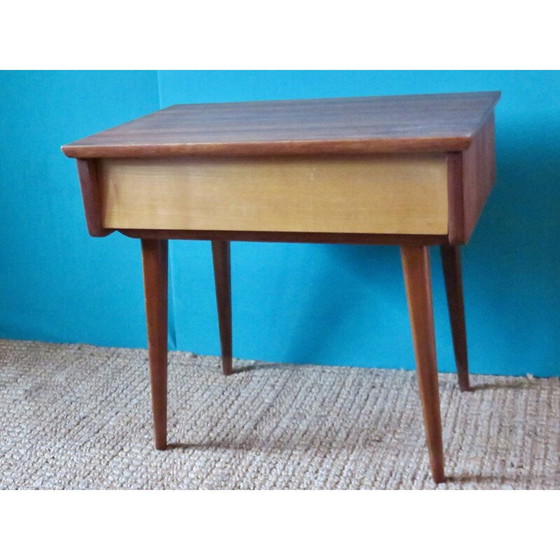Image 1 of Vintage Nachttisch mit schräger Schublade, Dänemark 1950