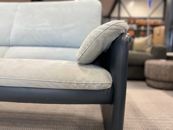 Image 1 of Leolux Catalpa 2,5-Sitzer Sofa blau Leder Alcantara