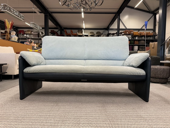 Image 1 of Leolux Catalpa 2,5-Sitzer Sofa blau Leder Alcantara