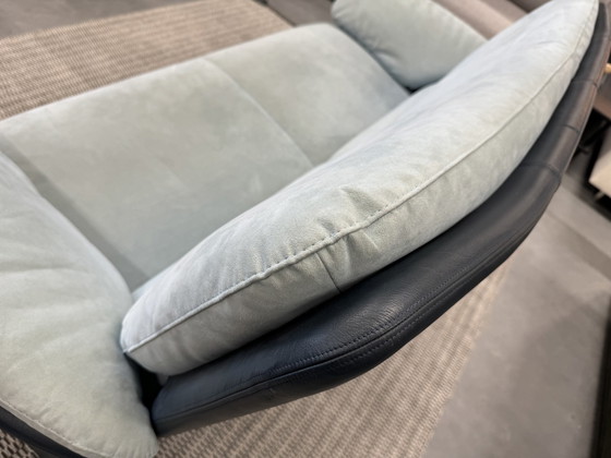 Image 1 of Leolux Catalpa 2,5-Sitzer Sofa blau Leder Alcantara