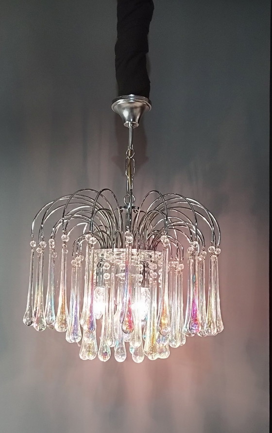 Image 1 of Vintage siebziger Jahre Murano Teardrops Kronleuchter