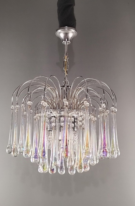 Image 1 of Vintage siebziger Jahre Murano Teardrops Kronleuchter