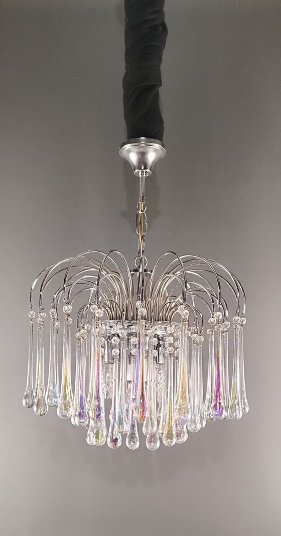 Image 1 of Vintage siebziger Jahre Murano Teardrops Kronleuchter