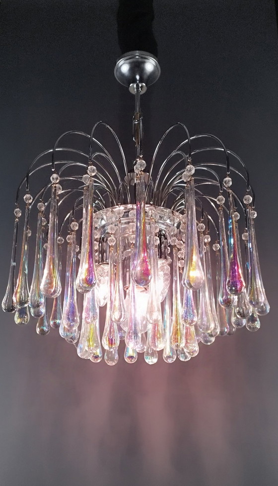 Image 1 of Vintage siebziger Jahre Murano Teardrops Kronleuchter
