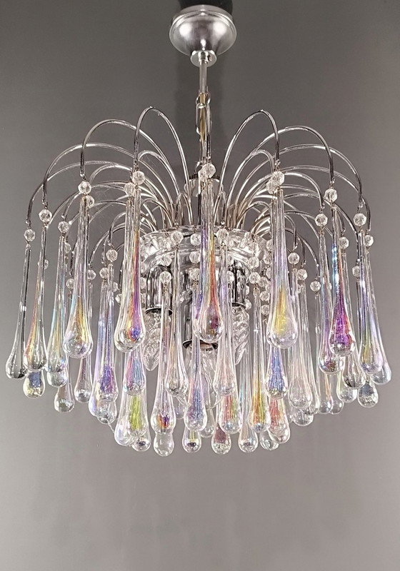 Image 1 of Vintage siebziger Jahre Murano Teardrops Kronleuchter