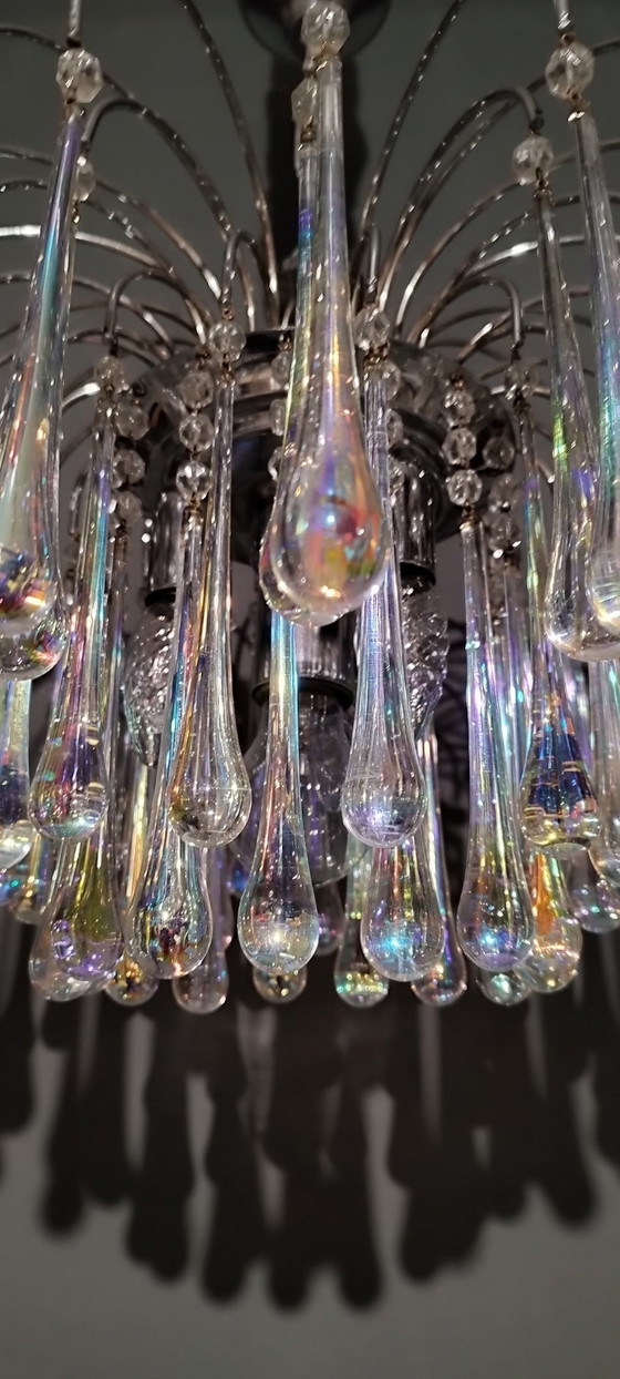 Image 1 of Vintage siebziger Jahre Murano Teardrops Kronleuchter