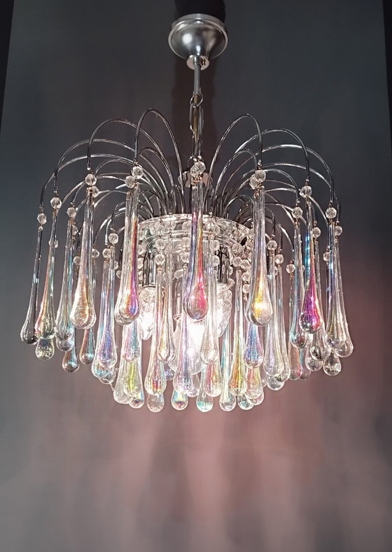 Image 1 of Vintage siebziger Jahre Murano Teardrops Kronleuchter