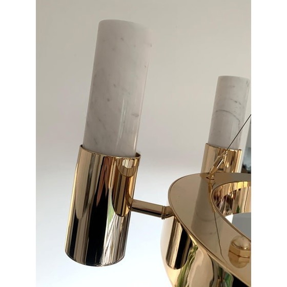 Image 1 of Zeitgenössischer Goldring-Kronleuchter aus Carrara-Marmor