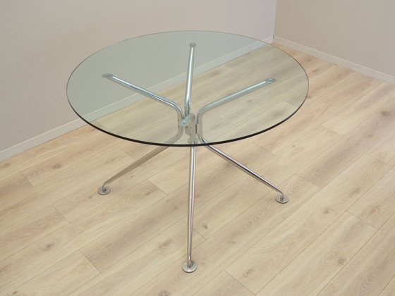 Image 1 of Runder Glastisch, italienisches Design, 1980er Jahre, Produktion: Calligaris